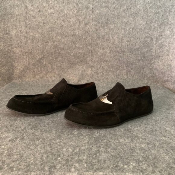 Cesare Paciotti Men's Black Leather Slip On Suede Loafers Shoes - Picture 4 of 12